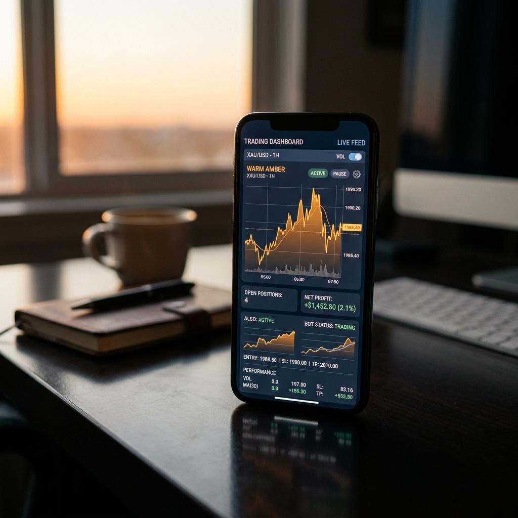 Tableau de bord de trading Rentoflux sur smartphone